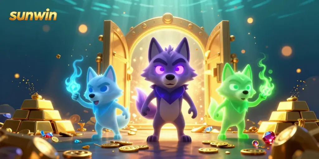 Experience thrilling gameplay with sunwin as you dive into a treasury of riches amidst glowing wolves and gems.